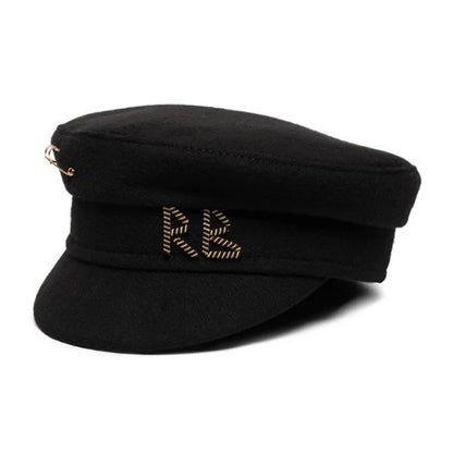 Brand Collection Wool Newsboy caps  New Women Hats Flat Militray Caps Baker Boy Hat with logo