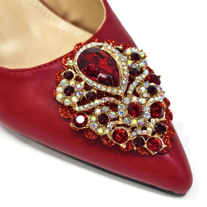 2024 Nigerian Women's Pink High Heel Frosted Crystal Shiny Rhinestone Party Italian Design Pointed Shoes And Bag Set