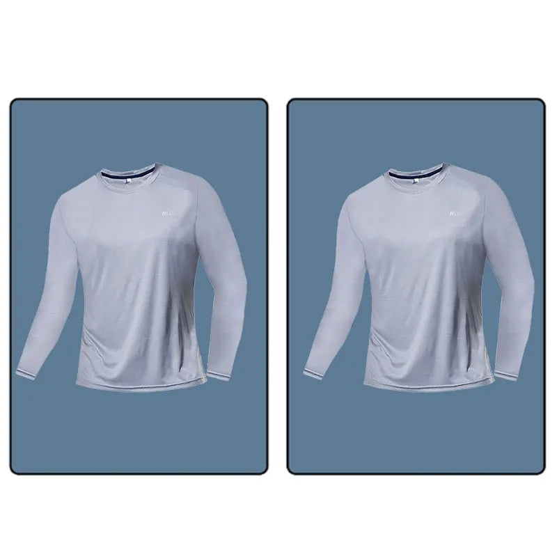 Men Long Sleeve Sport T-shirt Quick Dry Running Shirt Breathable Anti-sweat Top Gym T Shirt Men Fitness Gym Clothing Men 2023