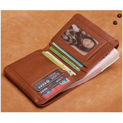 Portefeuille en cuir de vachette couche supérieure Portefeuille en cuir véritable souple Porte-cartes de crédit pour hommes Sac à main de luxe Noir Élégant Simple Portefeuilles pour hommes