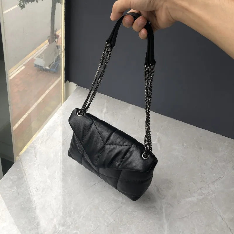 Elegant Women Chain Bag Soft Sheepskin Genuine Leather Handbag Ladies Fashion Single Shoulder Bag Designer Messenger Bag