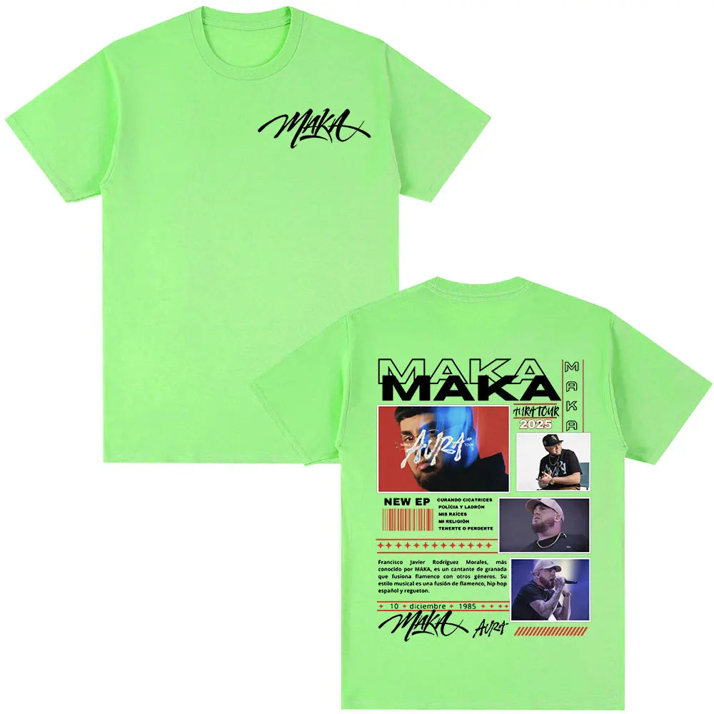 Rapper Maka Aura 2025 Tour Merch T Shirts Men Women Fashion Vintage Street T-shirt Casual Cotton Short Sleeve T Shirt Streetwear