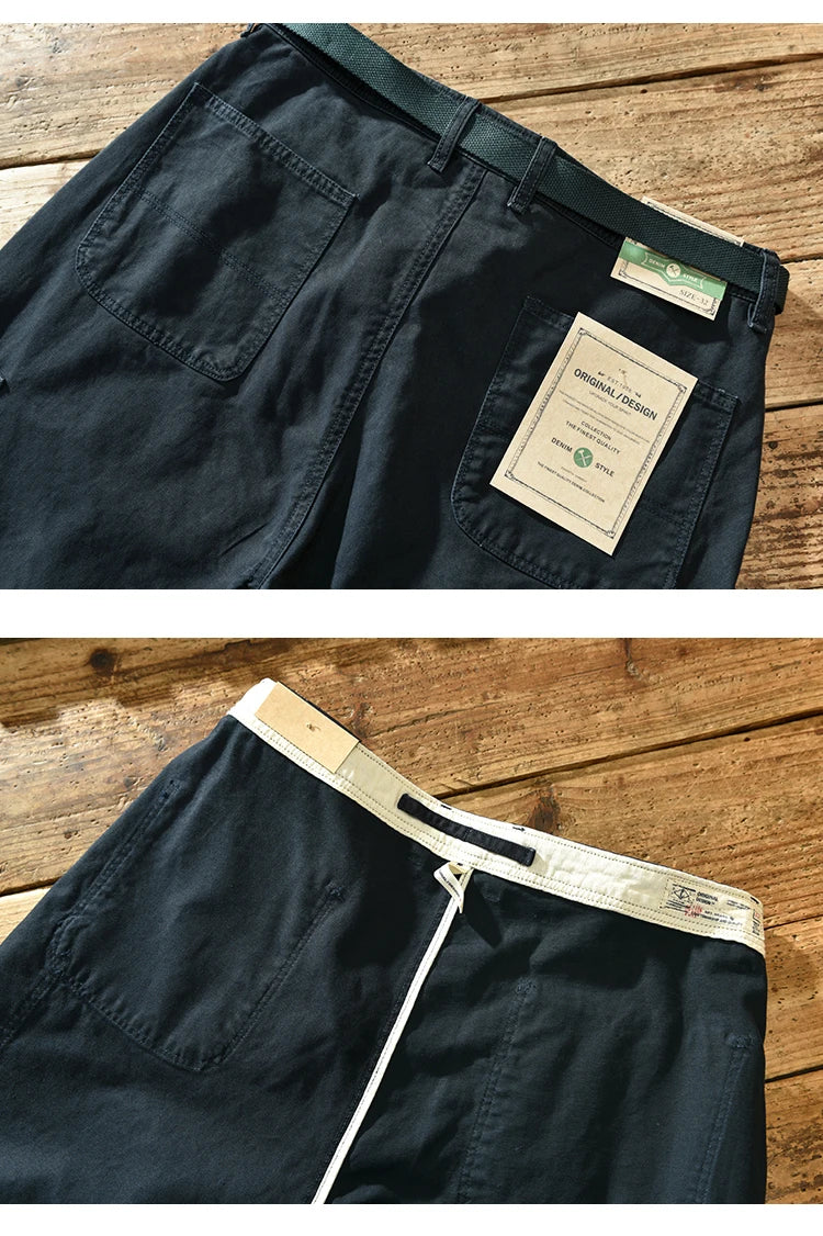 100 Cotton Men's Cropped Pants Trendy Straight Fit Cargo Trouser Male Ankle Length Korean Style Jappan Vintage Y2K Casual Khaki