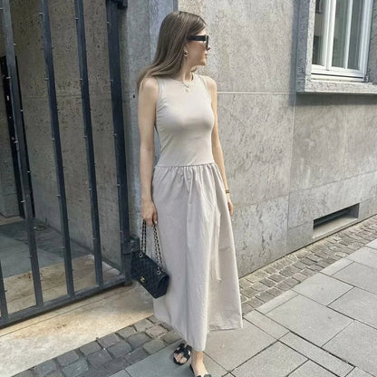 Knitted Dresses 2025 Woman Sleeveless Black Long Dress Women Bodycon Summer Solid Dresses One Pieces Midi Casual Dresses