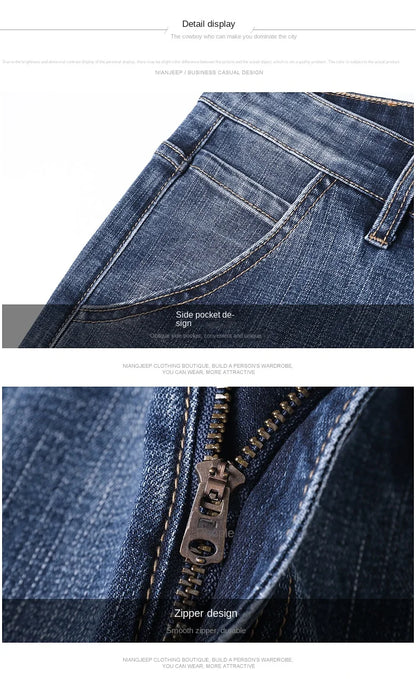 New Spring Summer Plus Size 40 42 44 Men Straight Loose Jeans Business Fashion Denim Stretch Pants Male Brand Trousers