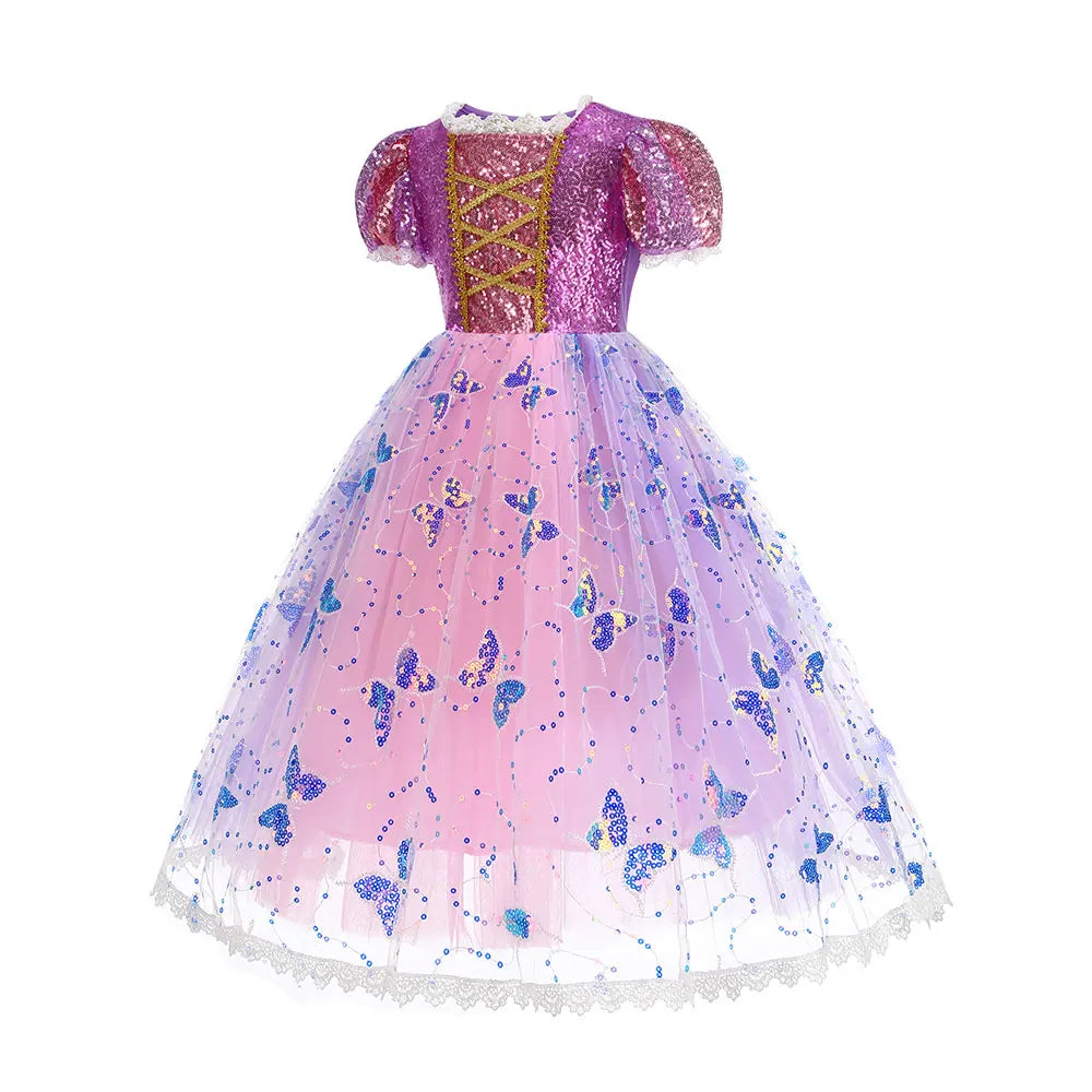 2026 Glowing Rapunzel Costume Girl LED Princess Ball Gown Christmas Light up Tangled Rapunzel Frock Toddler Girl Cosplay Dress