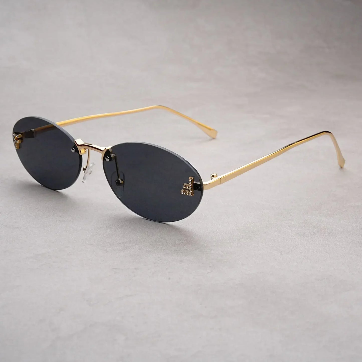 Rimless Oval Sunglasses Women 2025 New Fashion Gradient Ocean Lenses Sun Glasses Stylish Women Luxury Brand Design Shades