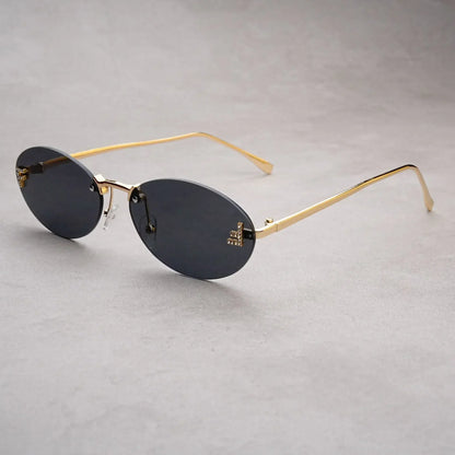 Rimless Oval Sunglasses Women 2025 New Fashion Gradient Ocean Lenses Sun Glasses Stylish Women Luxury Brand Design Shades
