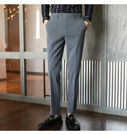 Plus size 40 38 Men Business Solid Suit Pant 2026 Spring Formal Slim Fit Wedding Trouser Mens Brand Fashion Casual Dress Pants