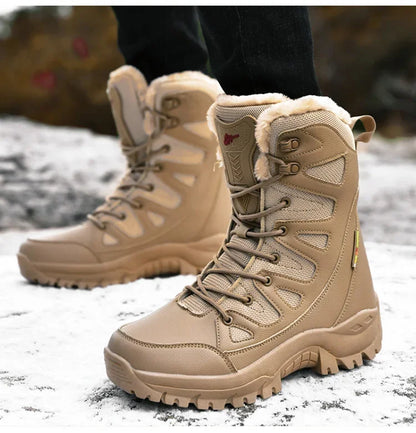 New High Top Men's Shoes Waterproof Winter Boots Warm Plush Snow Boots Men Lace Up Casual Anti-Slip Ankle Footwear 36-46
