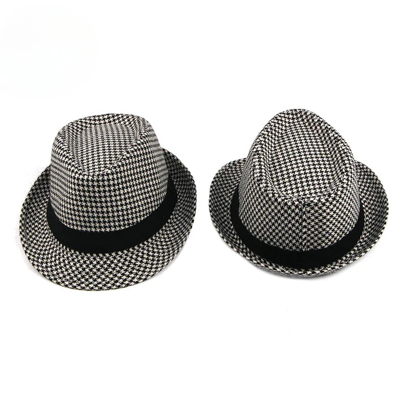 Spring Summer New Middle Aged Men's Top Hat Fashion Knitted Jazz Gentleman Black Chapeay Fedoras Bucket Hat Caps