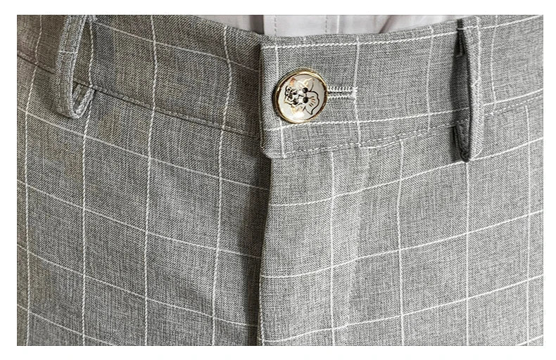 Autumn 2024 Men's Slim Fit Checkered Two-Piece Suit Korean Style Handsome Fashion Suit And Trousers Set