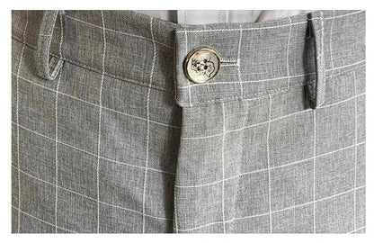 Autumn 2024 Men's Slim Fit Checkered Two-Piece Suit Korean Style Handsome Fashion Suit And Trousers Set