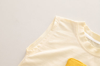 Korean Children Summer Sets Girl Boy Sleeveless Vest Shorts Suit Child Clothing Fashion Outfits Kids Costume