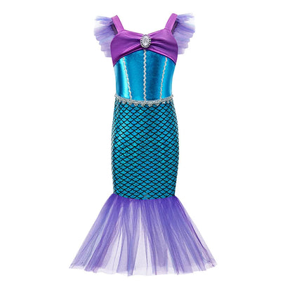 2-10Y Little Kid Mermaid Inspired Princess Clothing Pageant Fairy Role Playing Girl Birthday Party Dress Halloween Siren Cosplay
