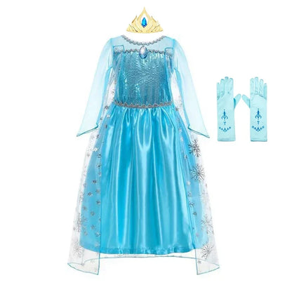 Elsa Dress for Girls 2-10 Yrs Birthday Role Anna Elsa Princess Dress for Kids Halloween Carnival Party Girls Costume