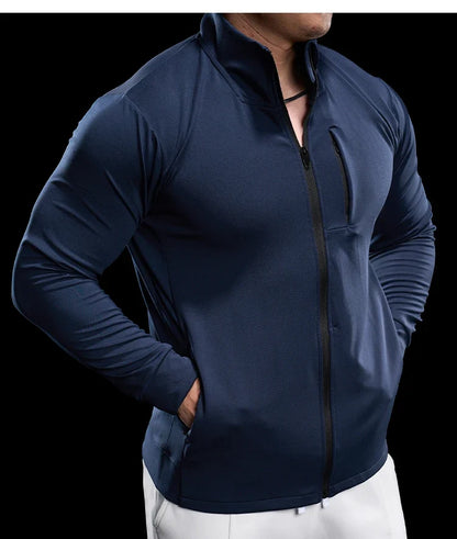 Men Running Jackets Gym Zipper Sport Jacke Jogging Training Quick-drying Fitness Sweatshirt Outdoor Casual Running Sportswear