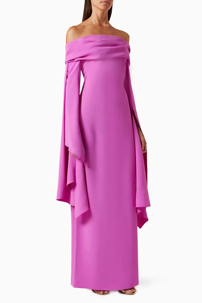 Customized Prom Dress Off The Shoulder Column Evening Gowns Long Sleeves Exquisite High Quality Occasion Formal Party Dress