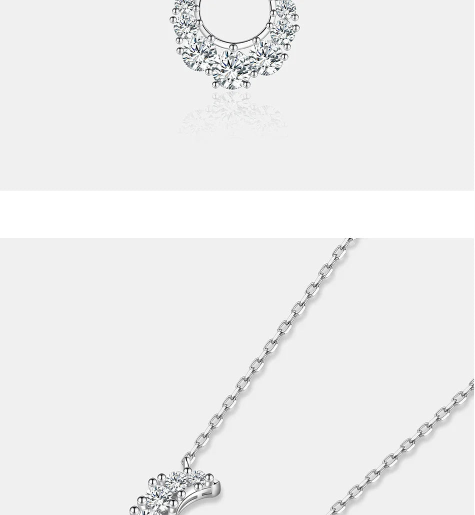 0.66CT Full Moissanite Necklace for Women S925 Pure Silver Moon Design Laboratory Diamond Pendant Fashion Luxury Jewelry