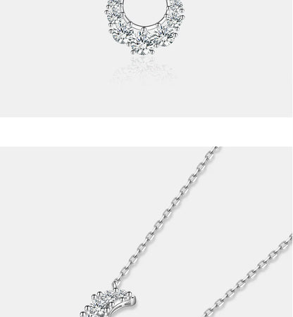 0.66CT Full Moissanite Necklace for Women S925 Pure Silver Moon Design Laboratory Diamond Pendant Fashion Luxury Jewelry