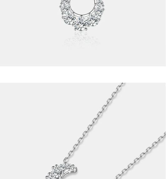 0.66CT Full Moissanite Necklace for Women S925 Pure Silver Moon Design Laboratory Diamond Pendant Fashion Luxury Jewelry