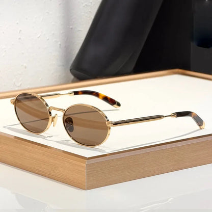 Alloy Small Oval Sunglasses Acetate Germany Trendy Fashion Design UV400 for Men Women Classical Vintage Eyeglasses