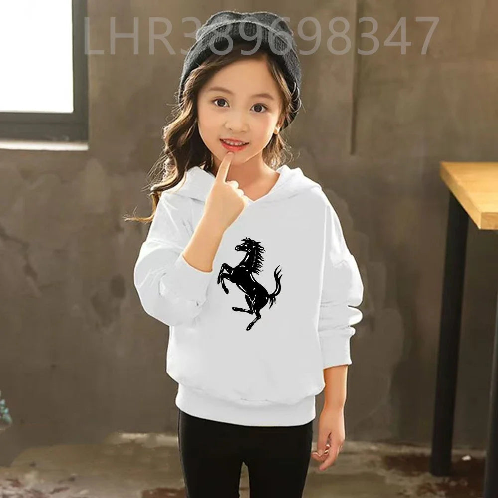 Children's Hoodies Top+Bottom Suit Girls Pink Boy Black Age 3-12 Coat Casual Toddler Long Sleeves Autumn Pegasus Print Clothing