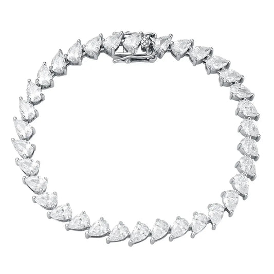 Bracelet de tennis en moissanite poire 4x6mm en argent sterling 925 plaqué or blanc 18 carats avec certificat GRA, bracelet fin pour femmes et hommes