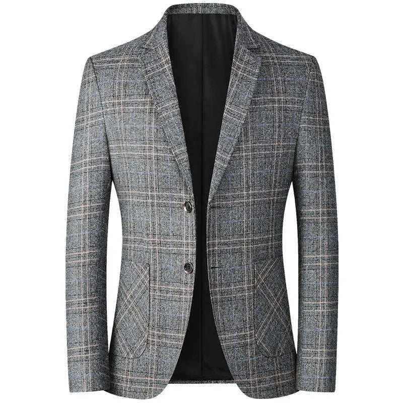 New Men Blazer Slim Fit Plaid Long Sleeve Smart Casual Blazer for Men 2026 Spring and Autumn Wedding Coat for Men Clothes