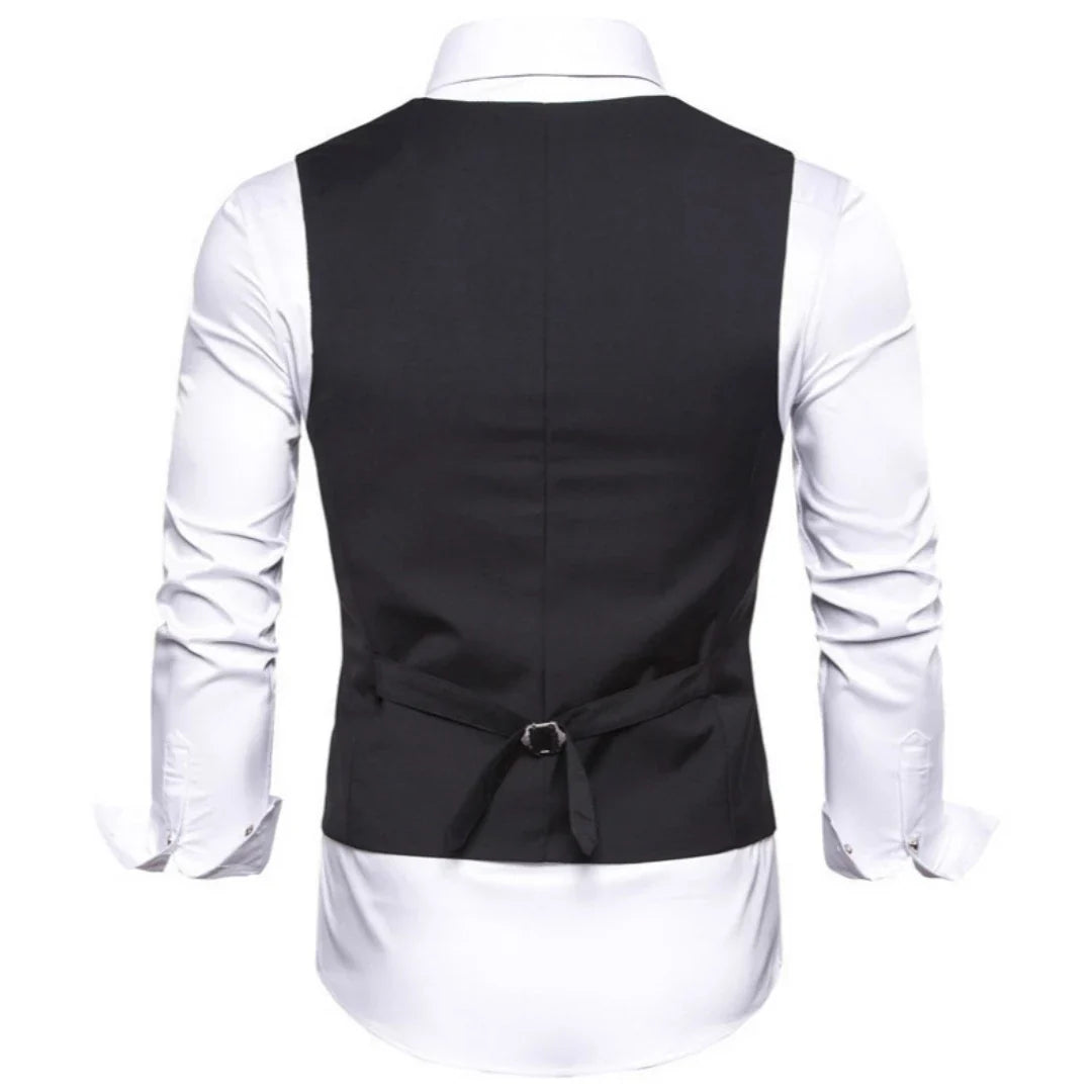 Fashion Men Vest Blue Single Breasted V Neck Solid Waistcoat For Wedding Birthday Party Prom Business Daily Casual Men Suit Vest
