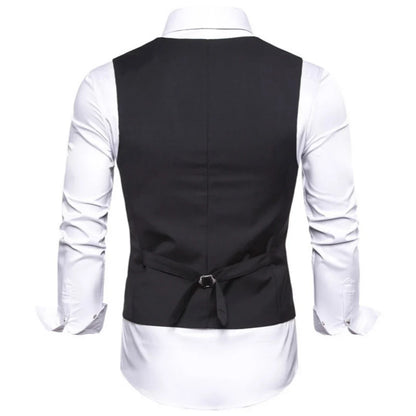 Fashion Men Vest Blue Single Breasted V Neck Solid Waistcoat For Wedding Birthday Party Prom Business Daily Casual Men Suit Vest