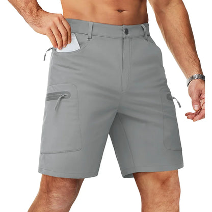 Summer Cargo Shorts Men's Quick Dry Hiking Fishing Shorts Multi-pockets Stretch Waist Casual Shorts Outdoor Male