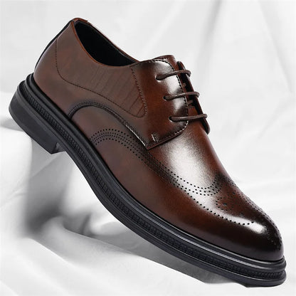 Business Formal Casual Wedding Shoes for Men Fashion New Designer Inner Increase Shoes Male Spring Autumn Retro Leather Shoe Man
