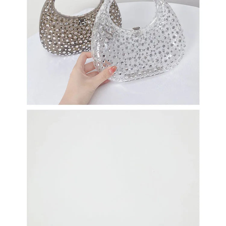 Fashion Women Diamond Handbags and Purses Transparent Acrylic Luxury Party Prom Evening Bag Casual Bling Bling Clear Clutch