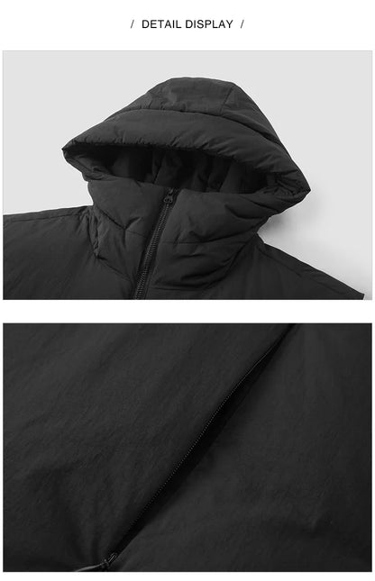 Down Vest Men Three-Resistant Loose Hooded Outerwear 2024 New Winter Stacking Solid Color Versatile Sleeveless Top