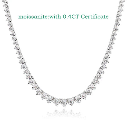 3 Claws Gradient Moissanite Tennis Necklace for Women Sparkling Full Diamond Luxury Jewelry Sterling Silver 925 Chain