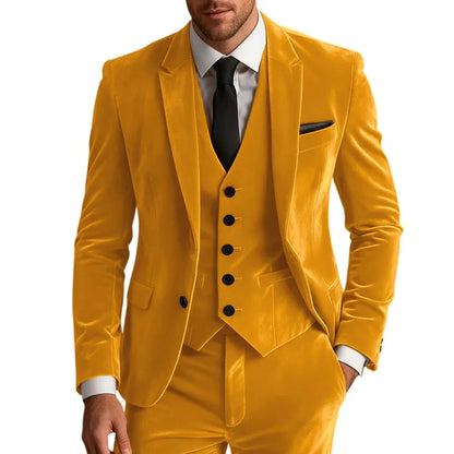 Elegant Wedding Men's Suit Business Tuxedos Formal 3 Piece Set Jacket Vest Pants Single Breasted Men Sport Coats Blazers