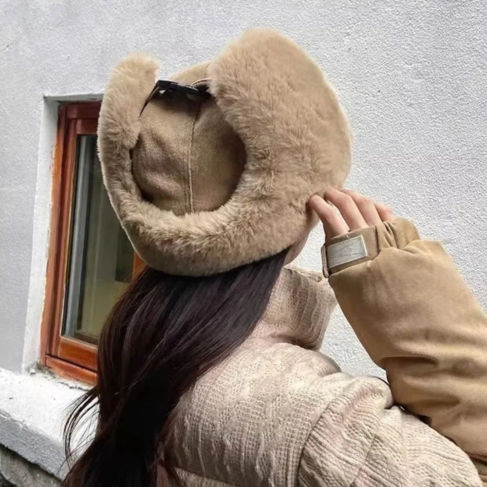 Fashion Thick Bomber Hat Faux Fur Waterproof Ear Protectors Hats Keep Warm with Ear Flaps Winter Hat Male