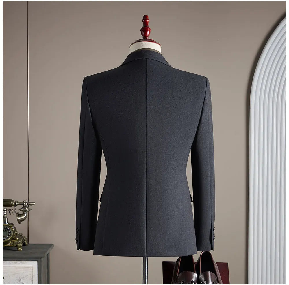 High-End Wool Suit Set for Men, Fashionable and Stylish Business Casual Three-Piece Suit, Tencel Suit, Groom's Wedding Dress