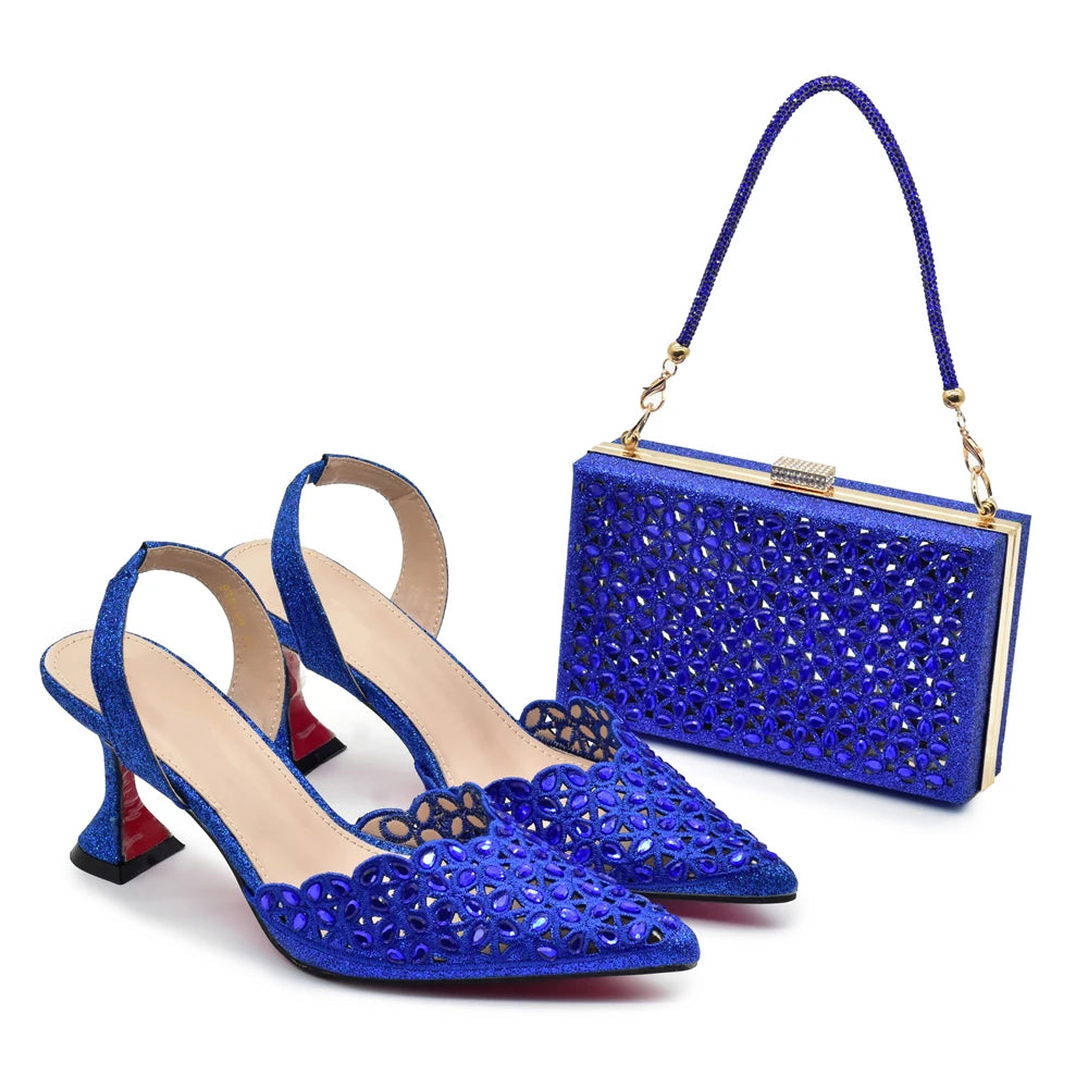 Latest Orange Designer Shoe and Bag Sets From Italy Shoe Woman Summer 2025 Wedding Fashion Party Shoes and Bag Match for Women