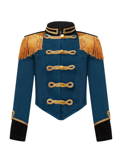Kids Girls Boys Drum Major Costume Marching Band Uniform Ringleader Drummer Halloween Cosplay Performance Prince Costume