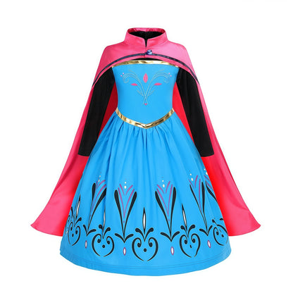 Kids Princess Cosplay Costume Girl Snow Queen Dress Halloween Carnival Clothes Cute Cosplay Evening Party Clothing for 2-10 Year