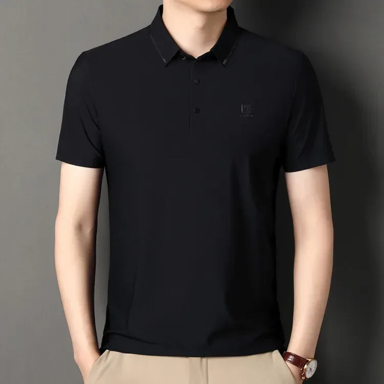 Gray Men's Cool Golf, Business Casual Polo Shirt，2024 Summer New Seamless T-shirt, Fashion Popular Lapel Short Sleeve