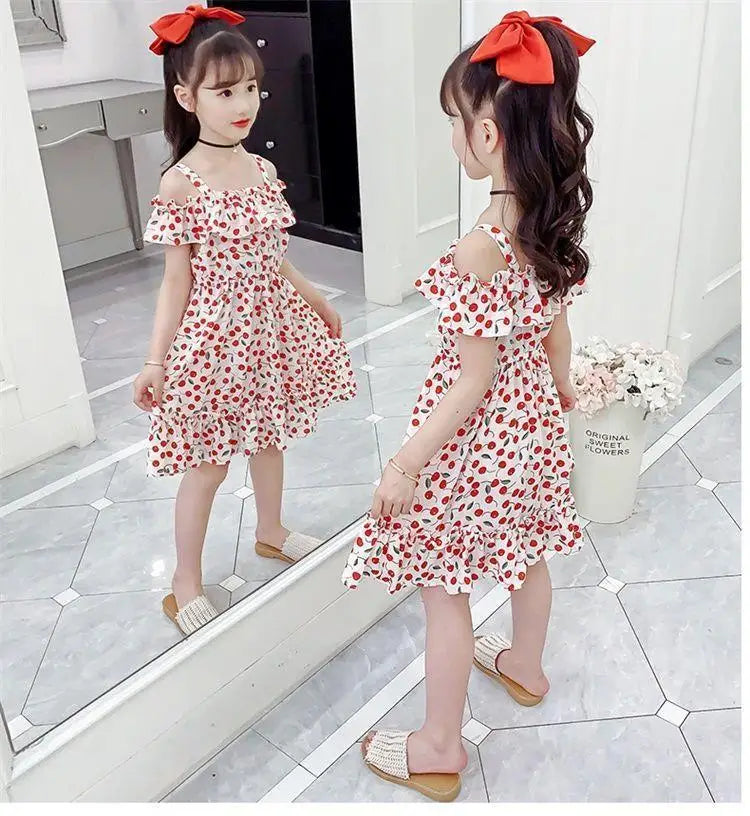 Thin Girl Summer Dress Robe Fille Floral Chiffon Princess Dress Children's Clothing Summer Girls Casual Dresses Kids Vestidos