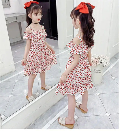 Thin Girl Summer Dress Robe Fille Floral Chiffon Princess Dress Children's Clothing Summer Girls Casual Dresses Kids Vestidos