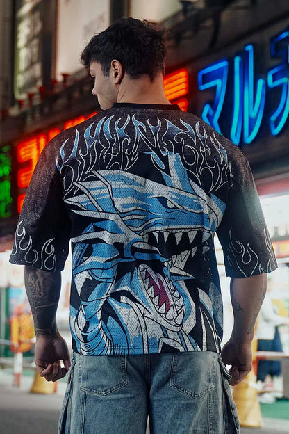 New  Big T-shirt Xia Xin American Joint Yu-gi-wang Super Jogger Street Gym Sports Loose Holes Casual Couple Trend Short Sleeves