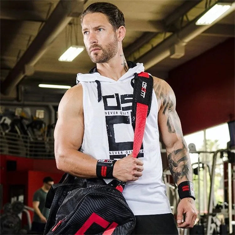 Mens Street Corner Pullovers Fitness Sport Sleeveless Hoodies Gym Bodybuilding Running Training Jogging Cotton Casual Sportswear