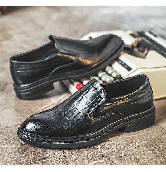 Retro Business Dress Derby Shoes for Men Spring Autumn New Designer Wedding Shoes Male Solid Color Cow Leather Shoes Man