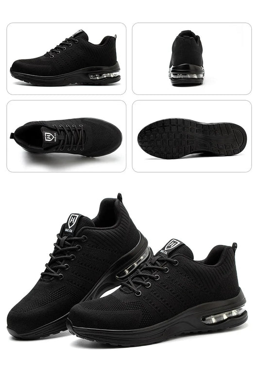 Air Cushion Work Safety Shoes Men Construction Shoes Breathable Lightweight Work Sneakers Anti-Smash Steel Toe Safety Boots