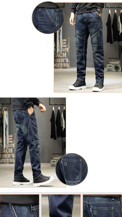 Jeans For Men  Straight Pants Men's baggy jeans Large size Korean Version Loose Washed Trousers Man Fashion ripped denim slim